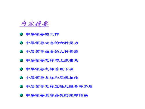 新中层领导实现中层向高层晋升的逐步跨越PPT