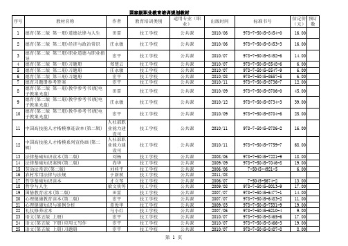 国家级职业教育培训规划教材