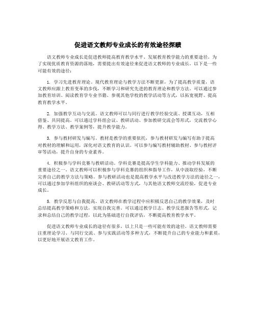 促进语文教师专业成长的有效途径探赜