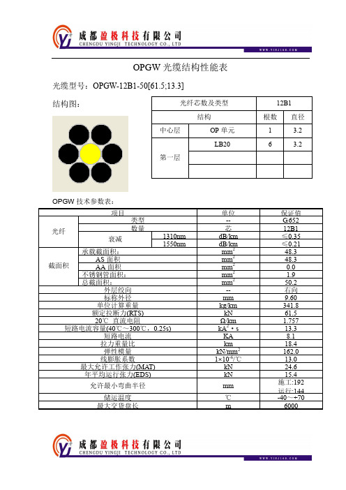 OPGW-12B1-50,OPGW光缆,OPGW光缆参数,OPGW光缆价格,OPGW光缆用途