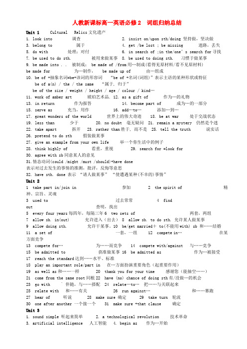 高一英语词组归纳总结新课标人教版必修2