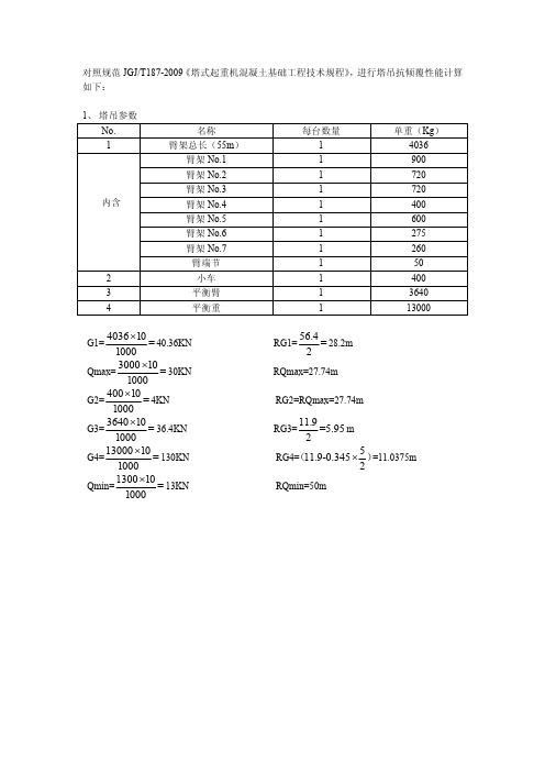 5#楼塔吊抗倾覆性能计算