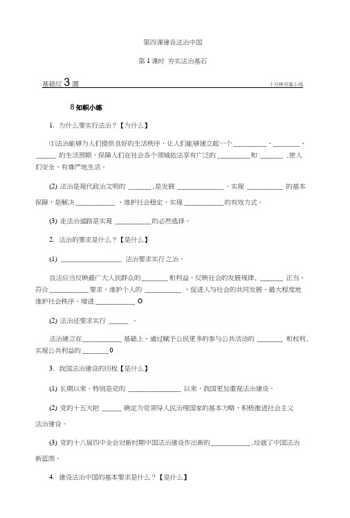 部编人教版九年级道德与法治上册41《夯实法治基石》练习题(含答案).docx