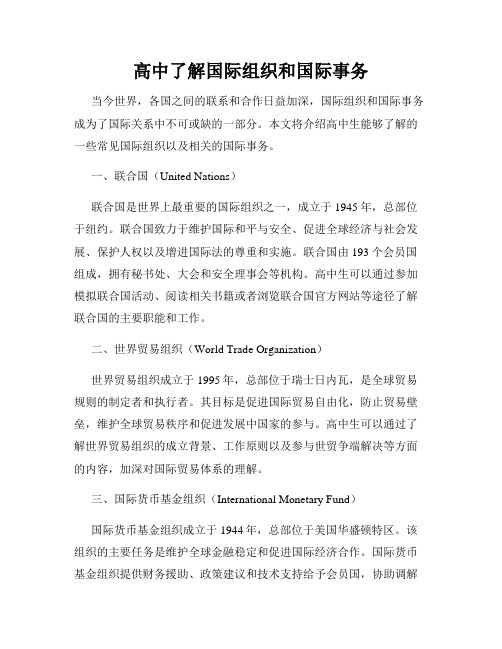 高中了解国际组织和国际事务