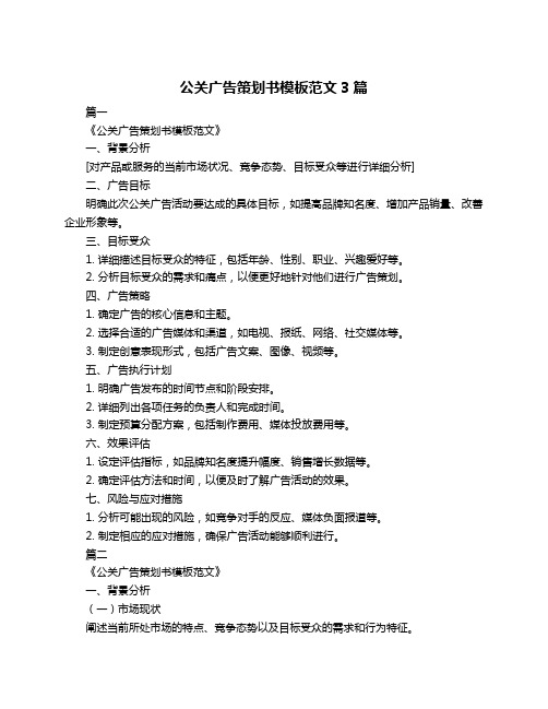 公关广告策划书模板范文3篇