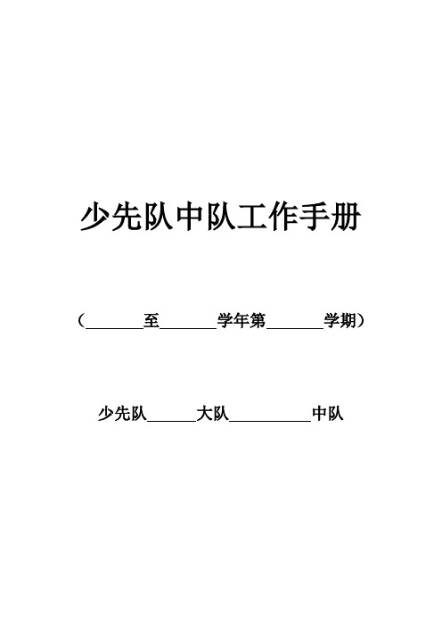 小学中队工作手册及总结