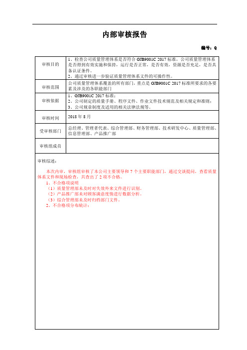 内审报告模板