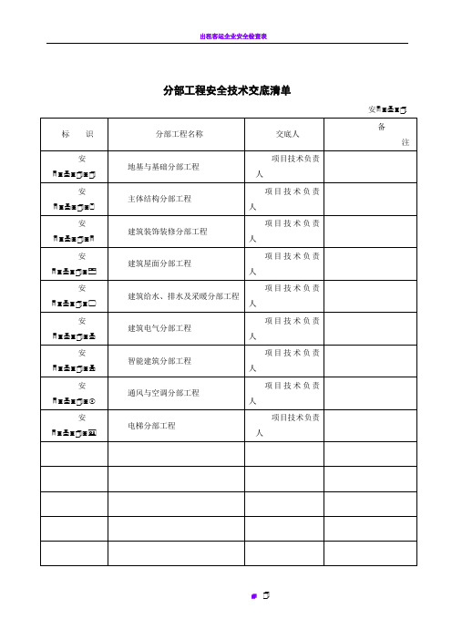 分部+分项工程安全技术交底清单(全)