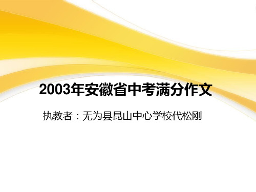 2003年安徽省中考满分作文