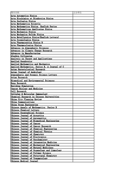 中国科学引文数据库来源期刊列表CSCD(2015-2016)