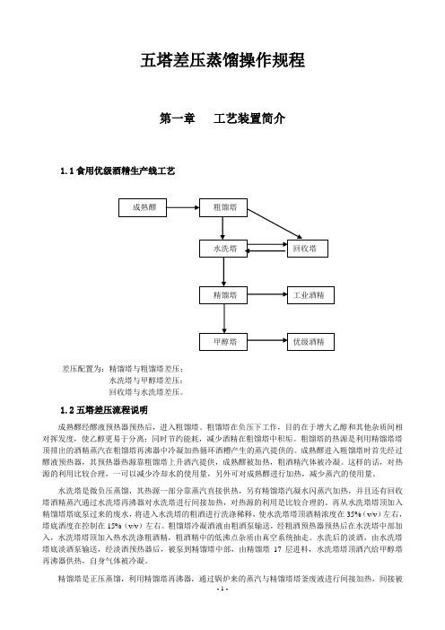 五塔差压蒸馏规程