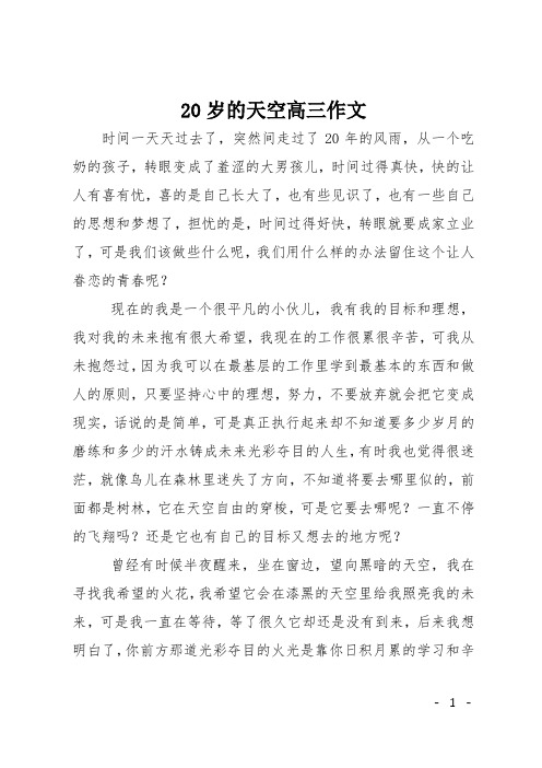 20岁的天空高三作文
