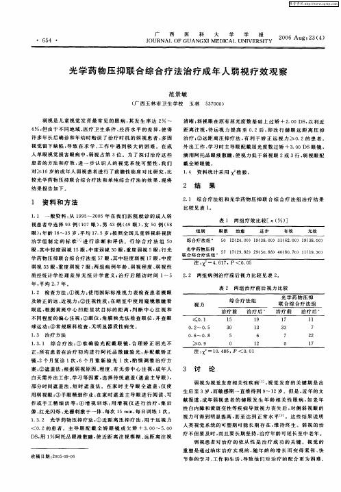 光学药物压抑联合综合疗法治疗成年人弱视疗效观察