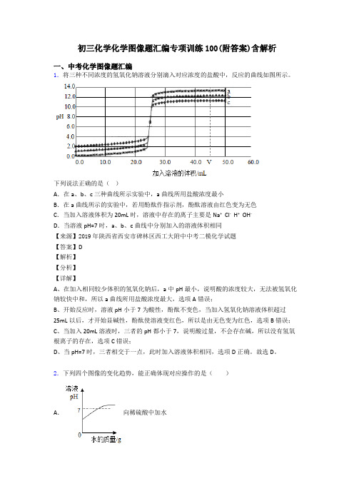 初三化学化学图像题汇编专项训练100(附答案)含解析