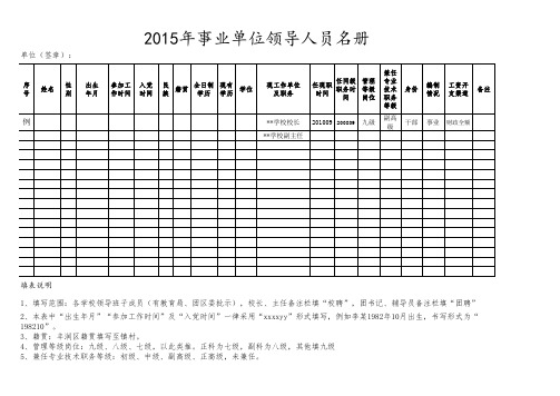 事业单位领导人员名册