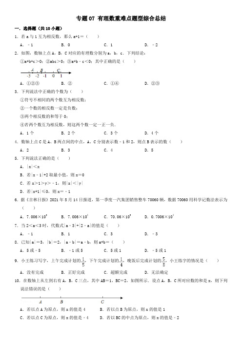 专题07 有理数重难点题型综合总结(原卷版)