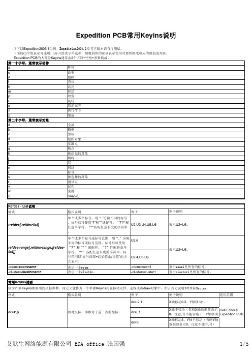 MentorWG-Expedition PCB常用Keyins说明