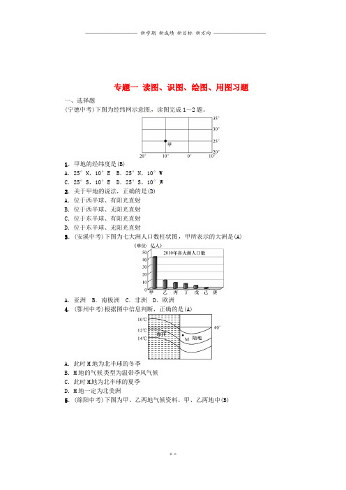 中考地理第二部分专题复习篇节选专题一读图识图绘图用图习题7