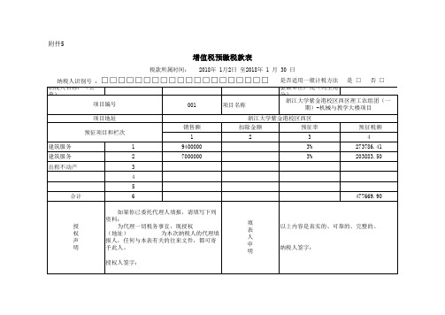 增值税预缴税款表(专票)