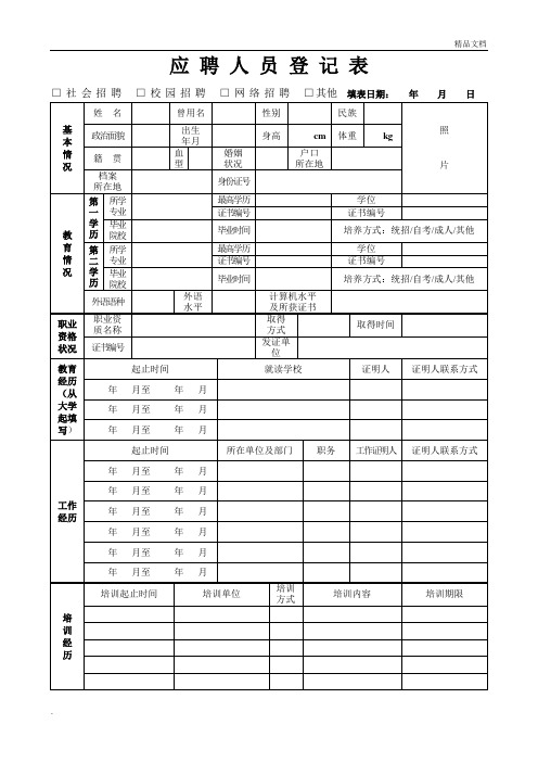 新特能源股份有限公司应聘人员登记表