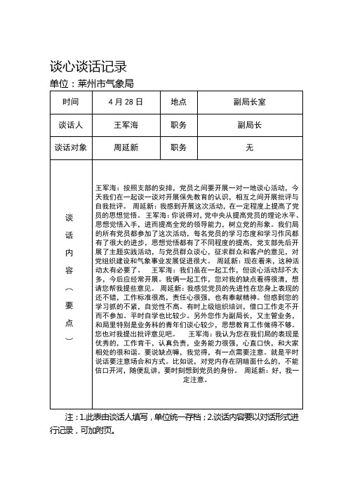 党员各种谈心谈话记录样本