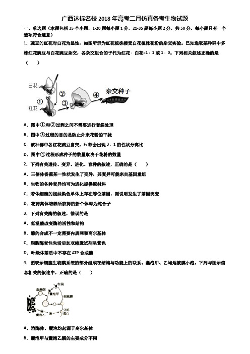 广西达标名校2018年高考二月仿真备考生物试题含解析