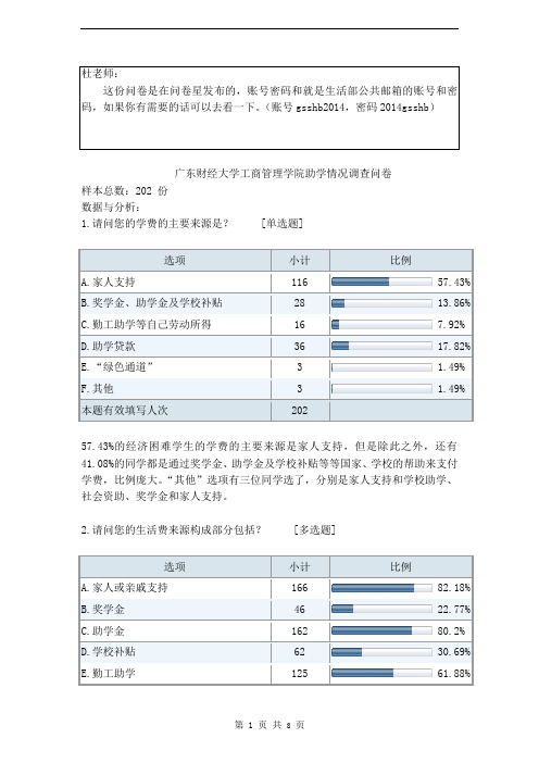 助学情况调查问卷简报