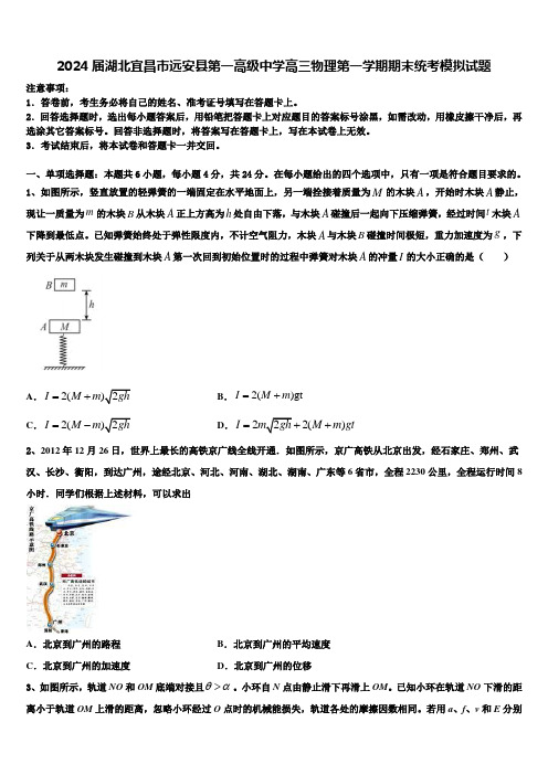 2024届湖北宜昌市远安县第一高级中学高三物理第一学期期末统考模拟试题含解析