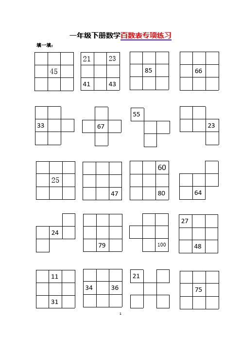 一下数学-百数表填数专项练习