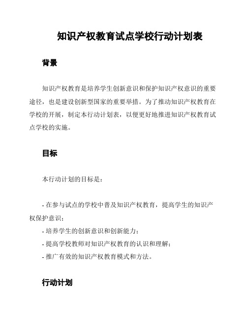 知识产权教育试点学校行动计划表