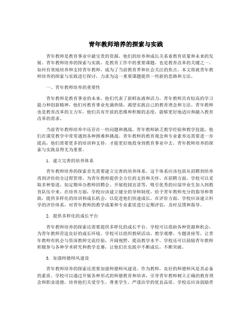 青年教师培养的探索与实践