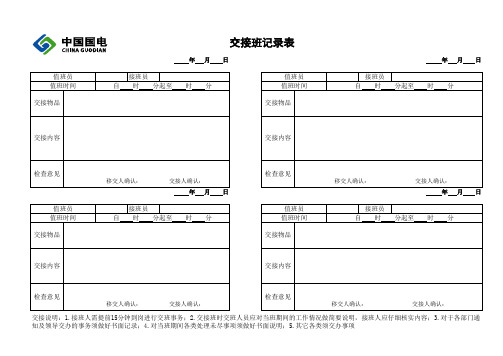 交接班记录表(详细经典)