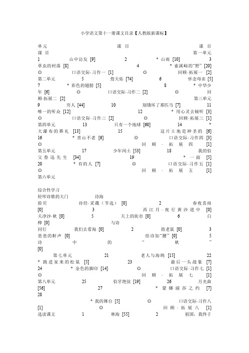 小学语文第十一册课文目录【人教版新课标】.doc