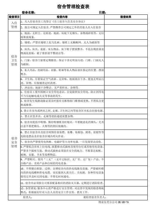 GR-79宿舍管理检查表