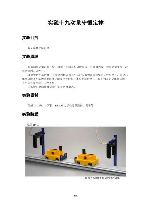 DIS通用实验十九动量守恒定律