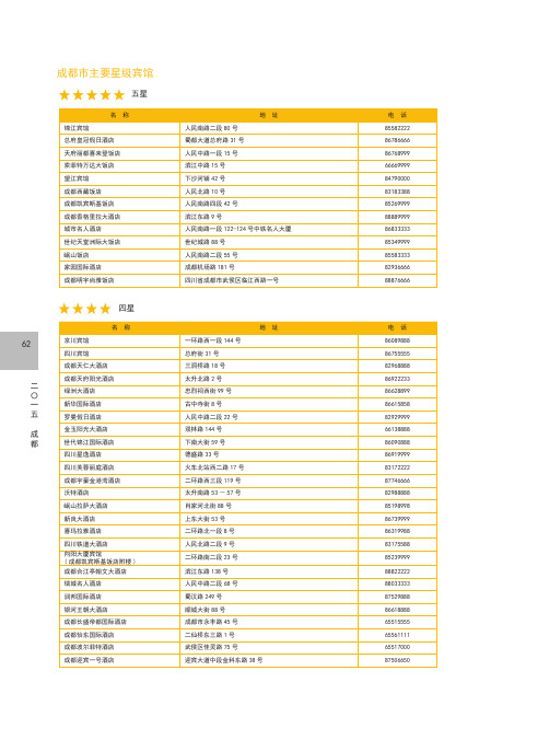 成都市主要星级宾馆