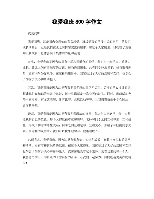 我爱我班800字作文