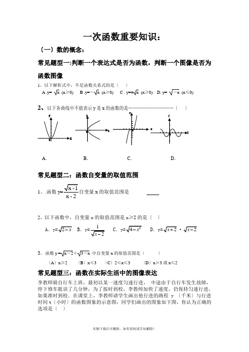 一次函数常见题型归纳