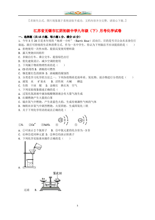 九年级化学下册3月月考试题(含解析)新人教版.doc