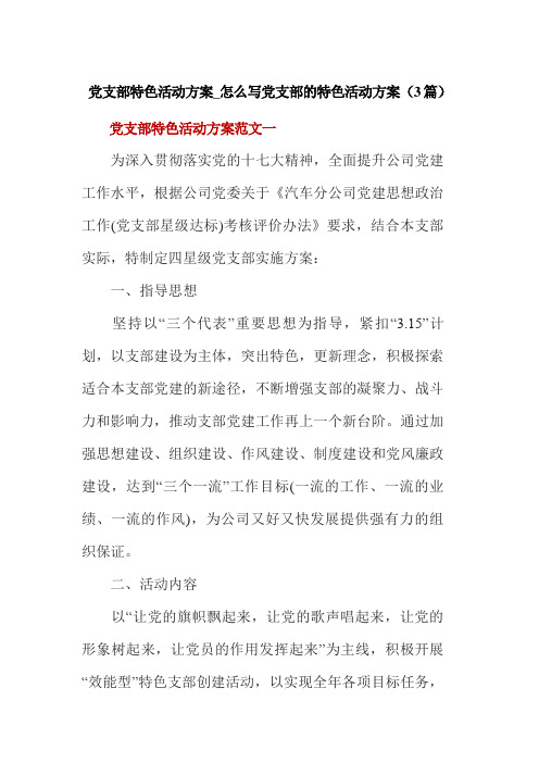 怎么写党支部的特色活动方案(3篇)