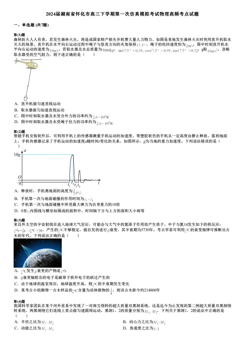 2024届湖南省怀化市高三下学期第一次仿真模拟考试物理高频考点试题