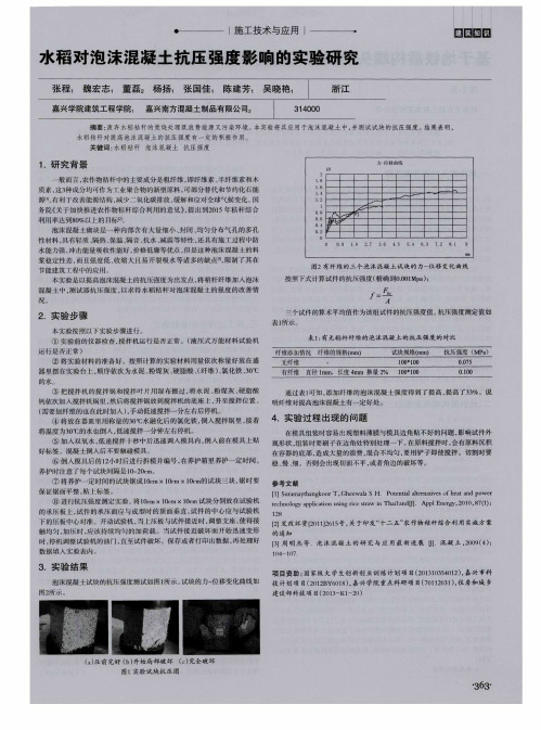 水稻对泡沫混凝土抗压强度影响的实验研究