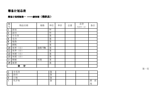 开业筹备计划表