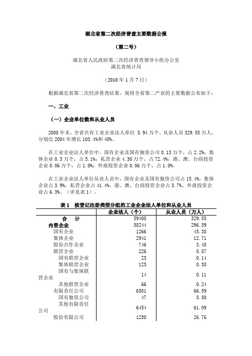 湖北省第二次经济普查主要数据公报(第二号)