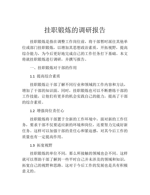 挂职锻炼的调研报告