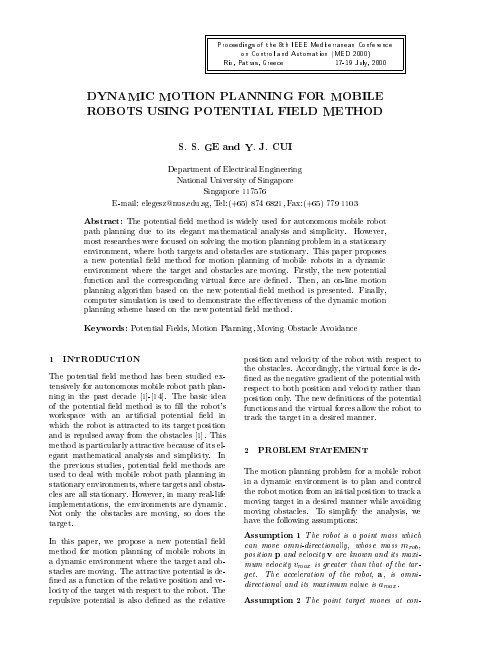 Dynamic Motion Planning for Mobile Robots Using Potential Field Method