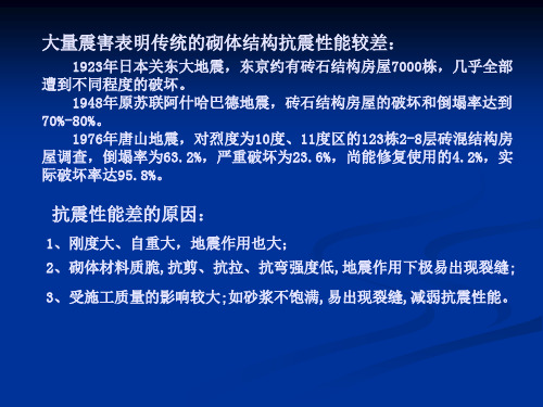 砌体结构和底部框架内框架房屋的抗震设计