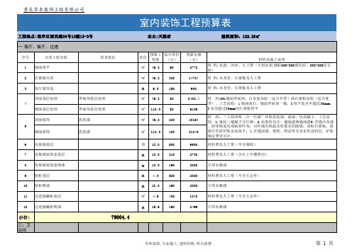 excel模板房屋装修预算表