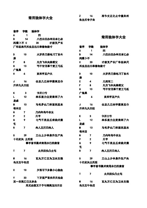 常用独体字大全