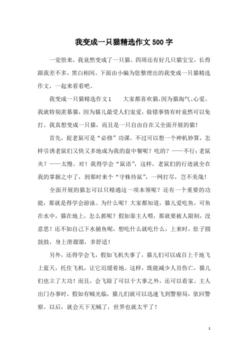 我变成一只猫精选作文500字